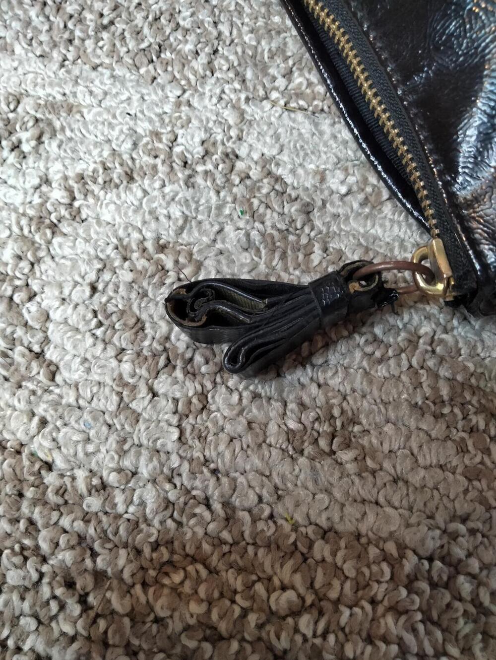 Coach Poppy Storypatch Hobo Bag Black Shimmer Leather Glam Purse F20017 - Picture 6 of 9